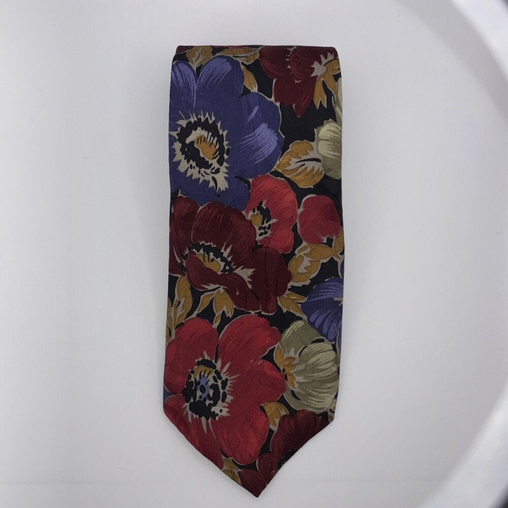 Vintage Hardy Amies Men’s 100% Silk Tie Floral 3.5”